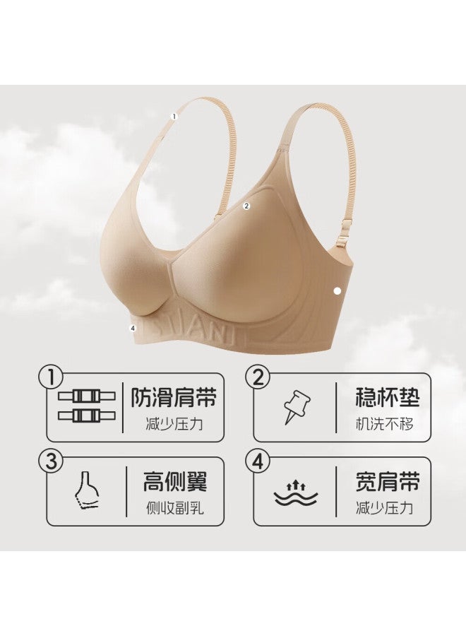 Gujin Jelly Gel Soft Support Wireless Bra For Women, No Trace, Push-up, Side Breast Gathering, Beautiful Back Bra