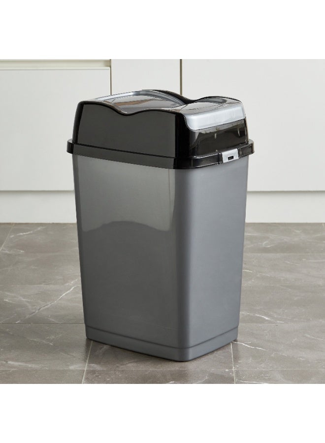 5L Grey Fan-Style Trash Bin with Black Lid – Modern Waste Basket for Home & Office – Stylish Multi-Purpose Garbage Bin - Image 1