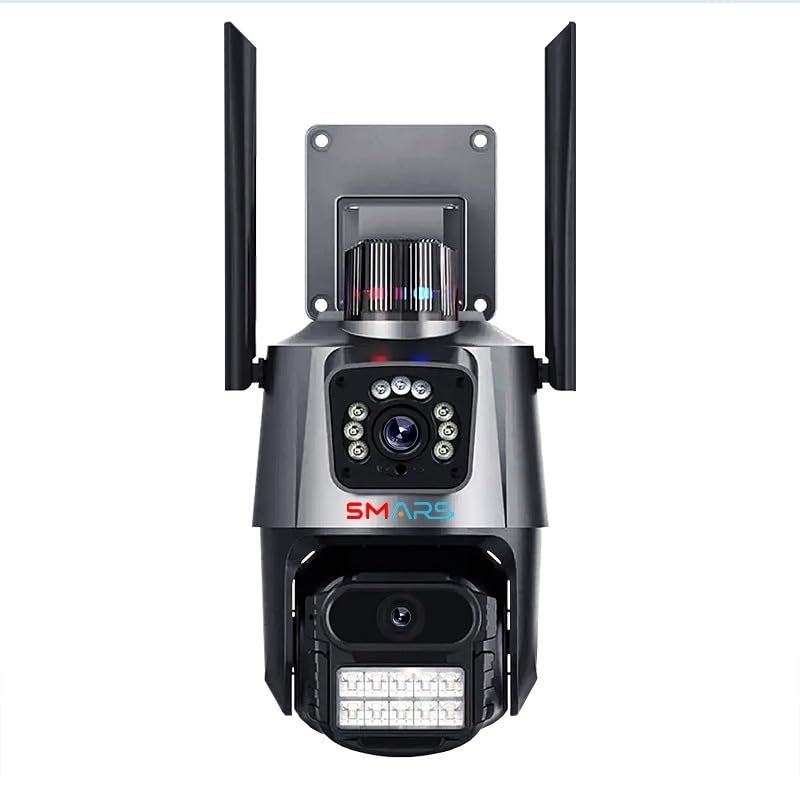 smars 4+4MP Dual Lens 1920P UHD 4G SIM Based PTZ Security Camera | Pan Tilt Outdoor Indoor IP66 Level Waterproof CCTV Camera with Color Night Vision, Motion Detection - Image 1