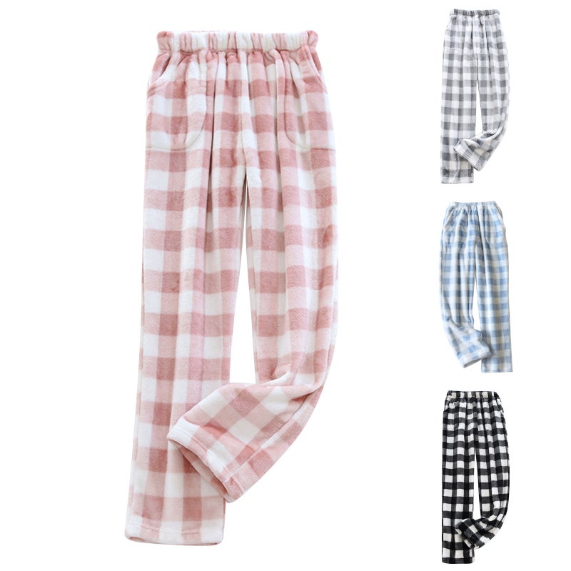Flannel Fleece Loungewear Pants Casual Warm Lounge Trousers - Image 1