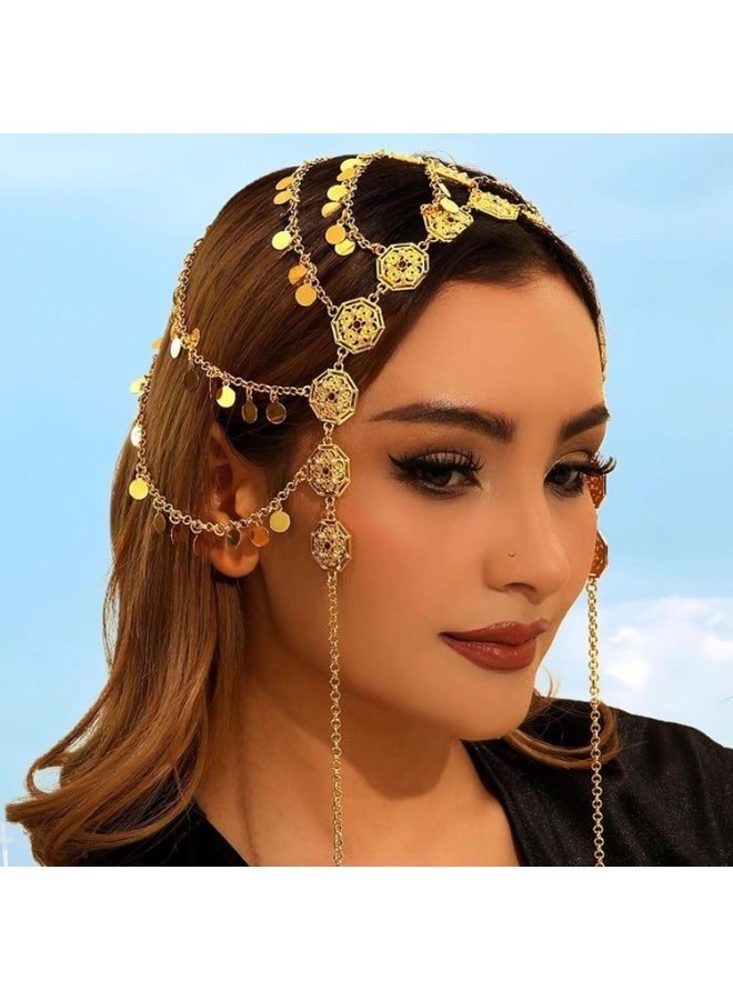الخامس لطيفة إكسسوار شعر طوق رأس بسلسلة شرابة ذهبية - Image 4