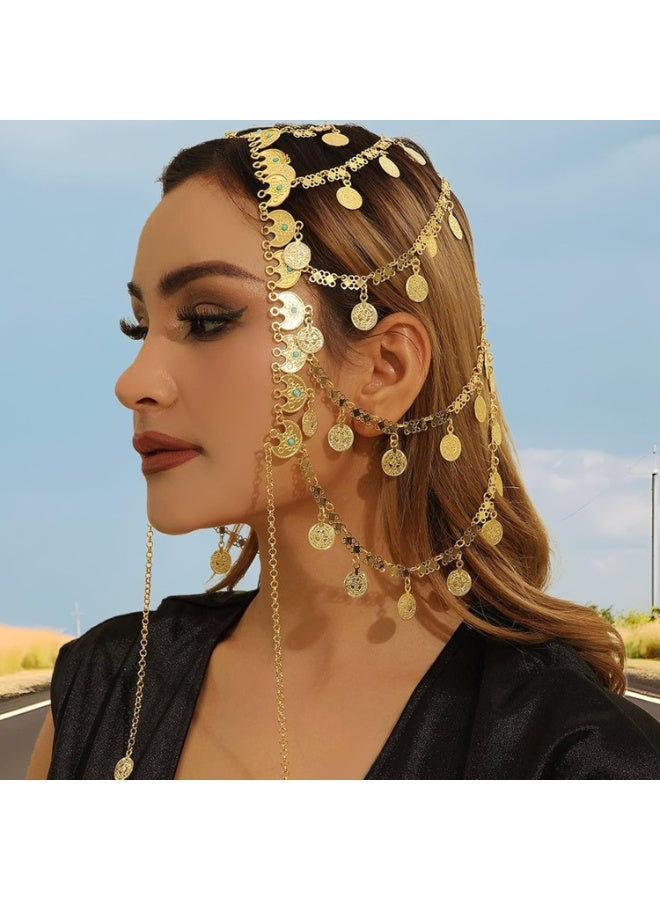الخامس لطيفة إكسسوار شعر طوق رأس بسلسلة شرابة ذهبية - Image 5