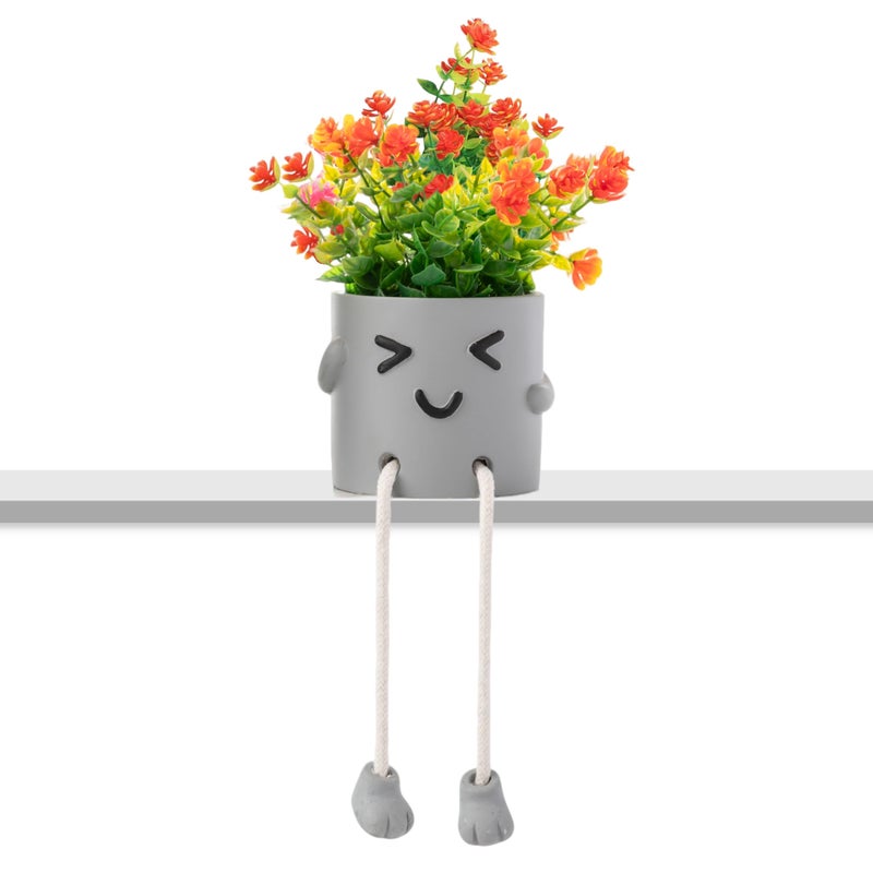 skycoo 2Pack Fake Plants in Cute Pots Indoor Faux Plants Decorations Lifelike with Artificial Flowers for Office Bathroom Bedroom Living Room Kitchen Home Farmhouse Shelf Decor D