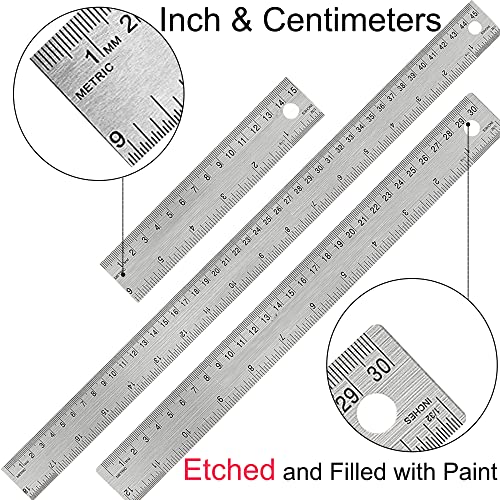 Boompark Metal Ruler 6 Inch:[1 Pieces 6 Inch] Non-Slip Cork Backing Rulers with Inch and Centimeters Prevent Ink Leakage:for School Office Drawing Engineering - Image 3