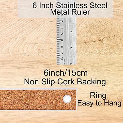Boompark Metal Ruler 6 Inch:[1 Pieces 6 Inch] Non-Slip Cork Backing Rulers with Inch and Centimeters Prevent Ink Leakage:for School Office Drawing Engineering - Image 2
