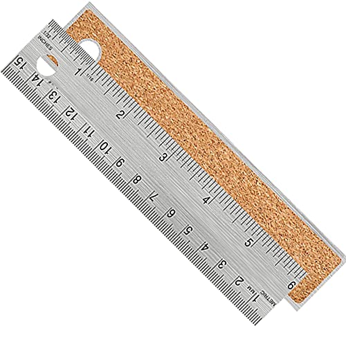 Boompark Metal Ruler 6 Inch:[1 Pieces 6 Inch] Non-Slip Cork Backing Rulers with Inch and Centimeters Prevent Ink Leakage:for School Office Drawing Engineering - Image 1