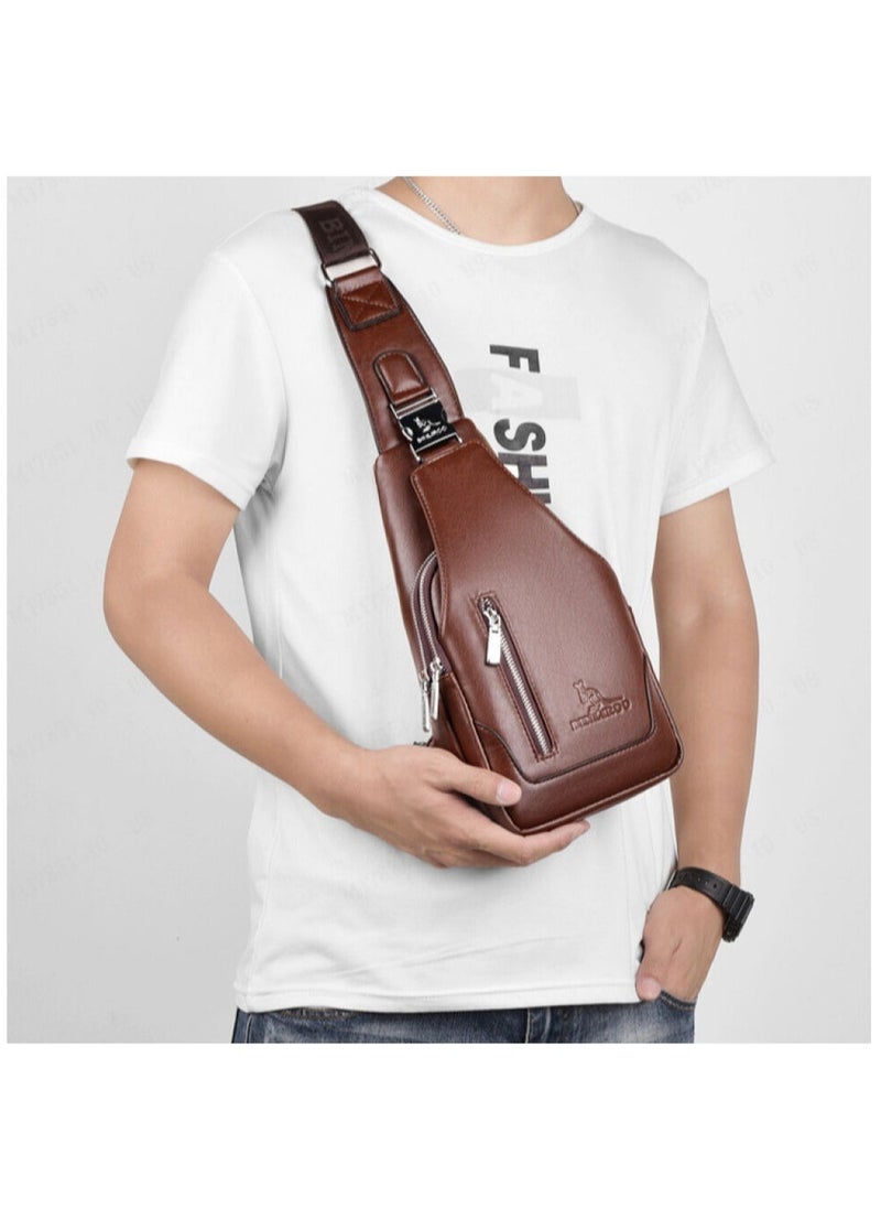BINLIROO - Backpack Chest Small Shoulder Soft Leather Multi-pocket Chest Bag Multipurpose Daypack Bag for Men - Image 1