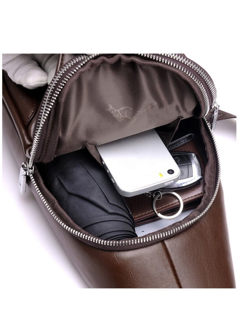 BINLIROO - Backpack Chest Small Shoulder Soft Leather Multi-pocket Chest Bag Multipurpose Daypack Bag for Men - Image 1