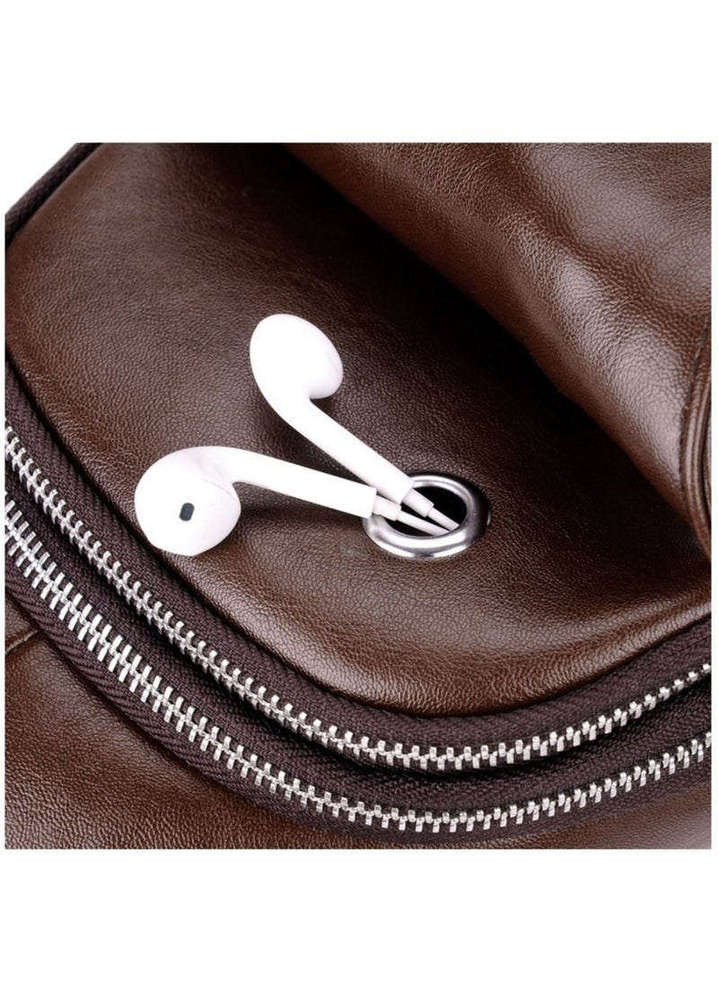 BINLIROO - Backpack Chest Small Shoulder Soft Leather Multi-pocket Chest Bag Multipurpose Daypack Bag for Men - Image 1