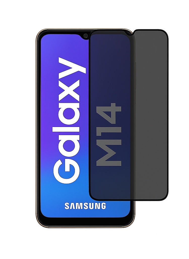 Original Privacy Screen Protector for Samsung Galaxy M14 – Anti-Static Tempered Glass with ESD Privacy, 9H Hardness, Anti-Peep, Dust-Proof, Super Smooth Touch - Image 1