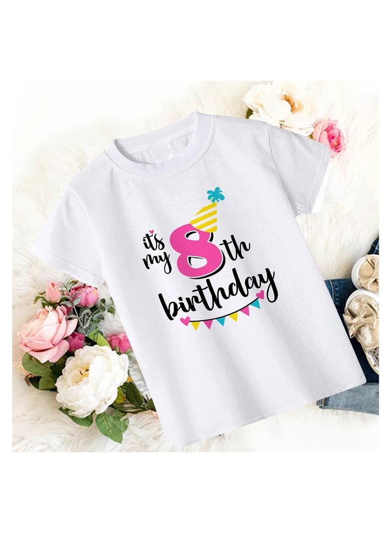 We Happy It's My 8th Birthday Printed Kids Lovely Cotton T-Shirt - Image 2