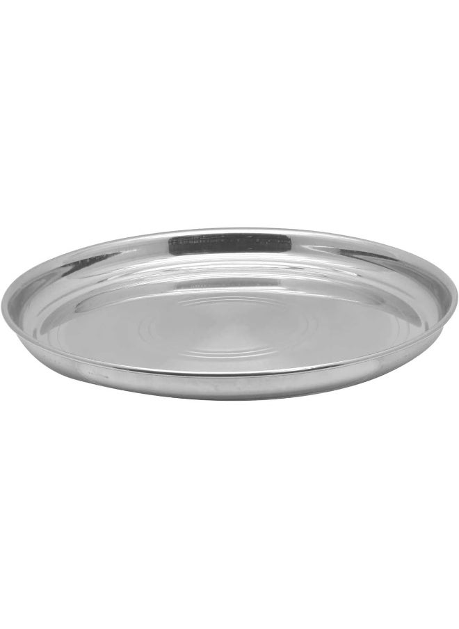 RAJ RAJ Stainless Steel Silver Touch Thala Dinner Plate  - Image 2