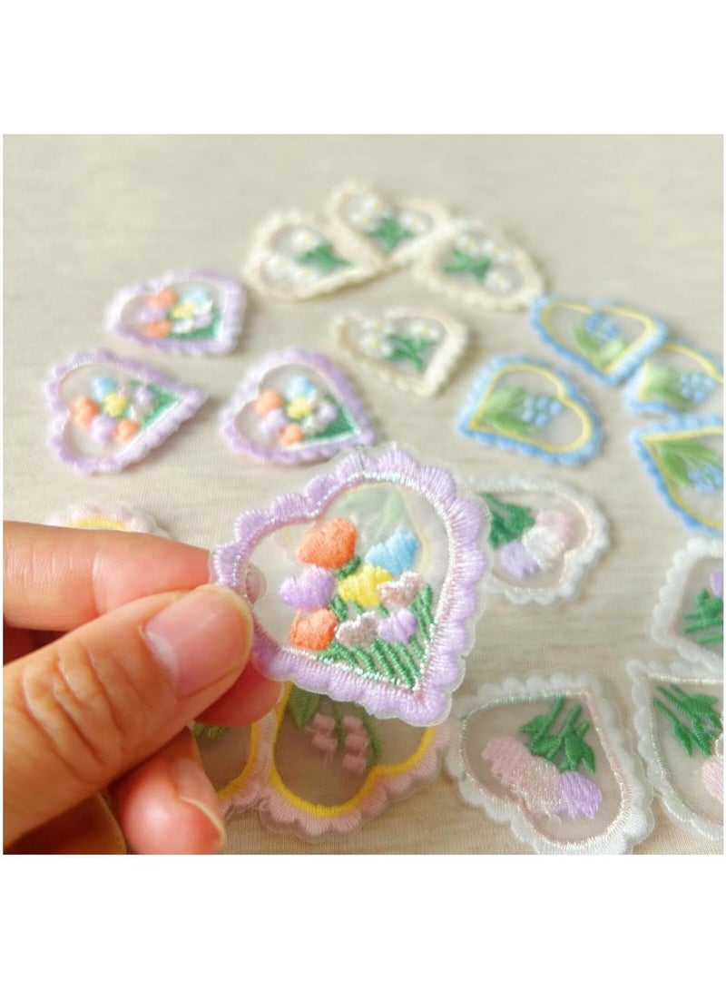Relex 20Pcs Colorful Lace Heart Patches, Flower Lace Applique Patches for Wedding Party Christmas Decor Dress Curtain Crafts (Flower Heart) - Image 5