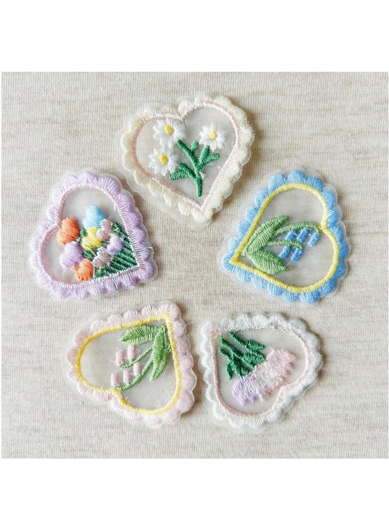 Relex 20Pcs Colorful Lace Heart Patches, Flower Lace Applique Patches for Wedding Party Christmas Decor Dress Curtain Crafts (Flower Heart) - Image 3