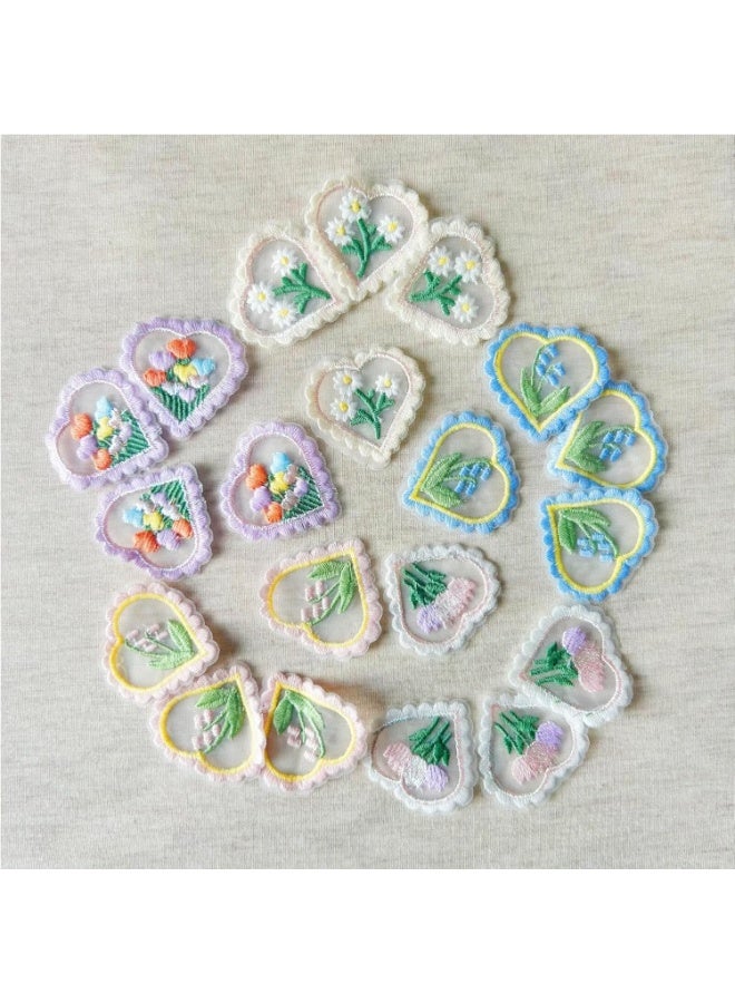 Relex 20Pcs Colorful Lace Heart Patches, Flower Lace Applique Patches for Wedding Party Christmas Decor Dress Curtain Crafts (Flower Heart) - Image 4