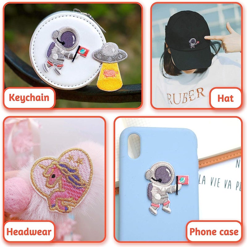 Daily Crafts Daily Crafts 1 Piece ISRO Flying Astronaut Superhero Embroidery Work Iron On and Sew On Patch for DIY T Shirt Decoration Accessories 7cm by 6 cm - Image 4