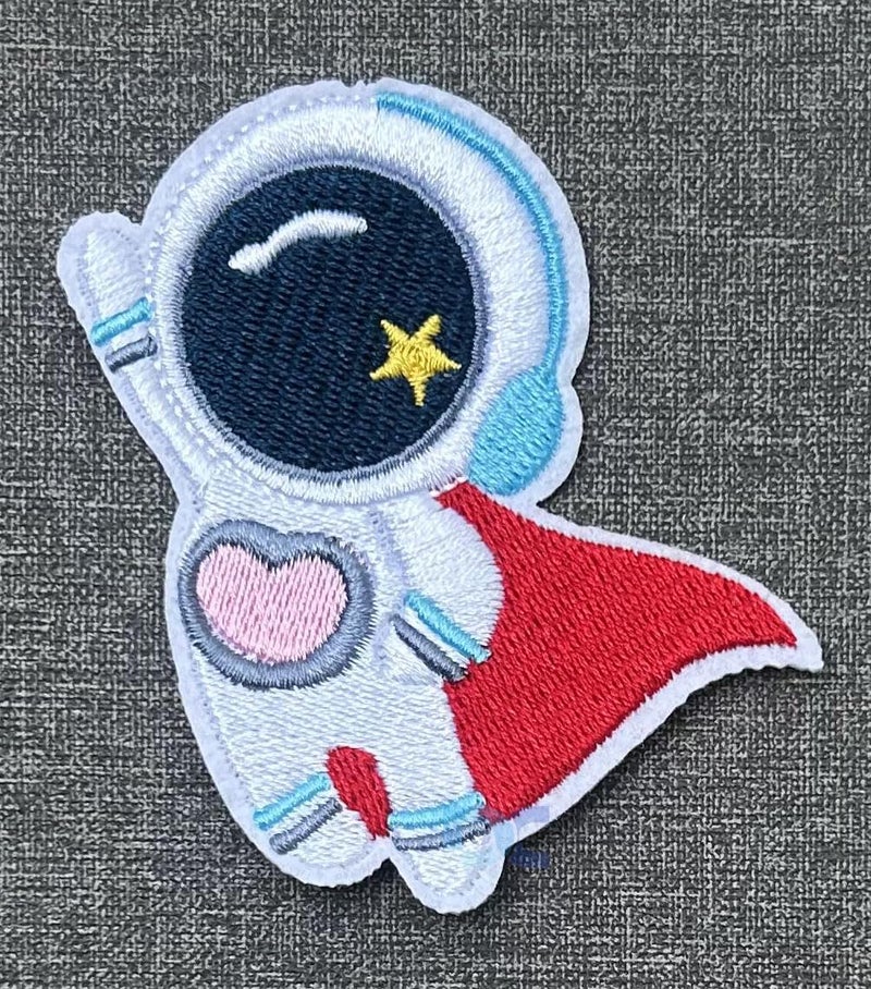 Daily Crafts Daily Crafts 1 Piece ISRO Flying Astronaut Superhero Embroidery Work Iron On and Sew On Patch for DIY T Shirt Decoration Accessories 7cm by 6 cm - Image 1