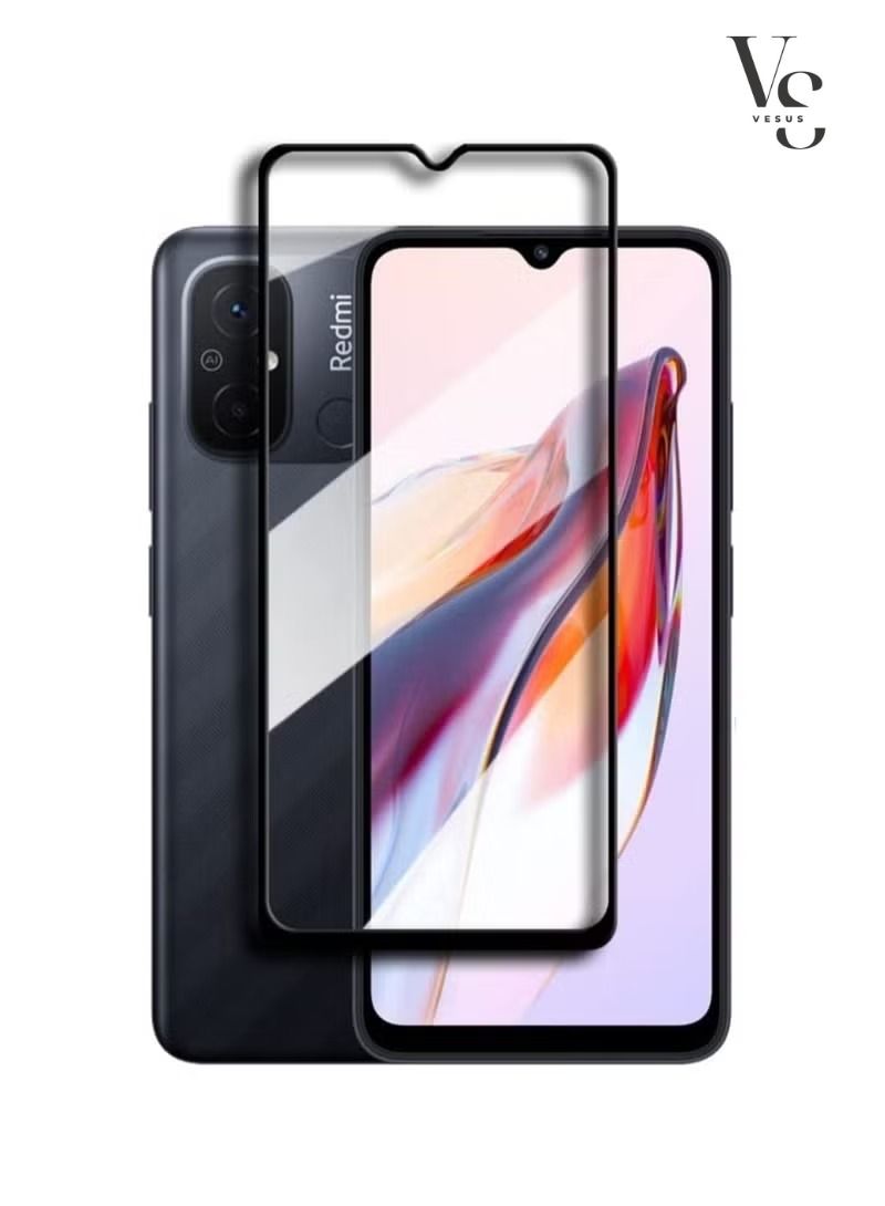 فيسوس واقي شاشة يغطي كامل الغراء من الزجاج المقوى من الحافة إلى الحافة لهاتف Xiaomi Redmi 12C 2023 ، أسود
