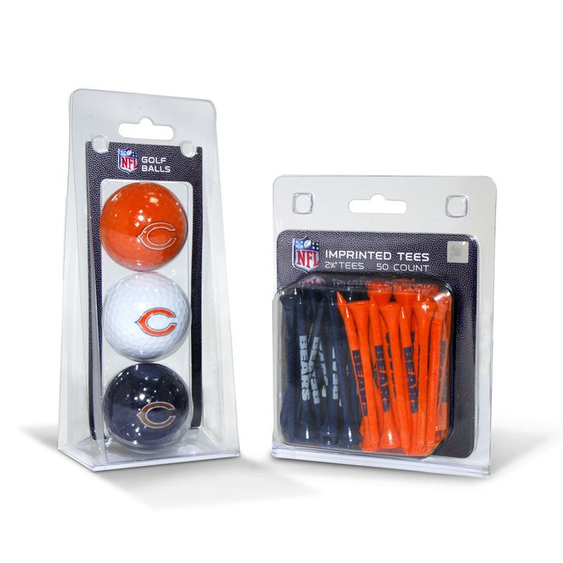 Team Golf NFL Chicago Bears 3 Golf Balls And 50 Golf Tees Logo Imprinted Golf Balls (3 Count) & 2-3/4" Regulation Golf Tees (50 Count), Multi Colored - Image 2