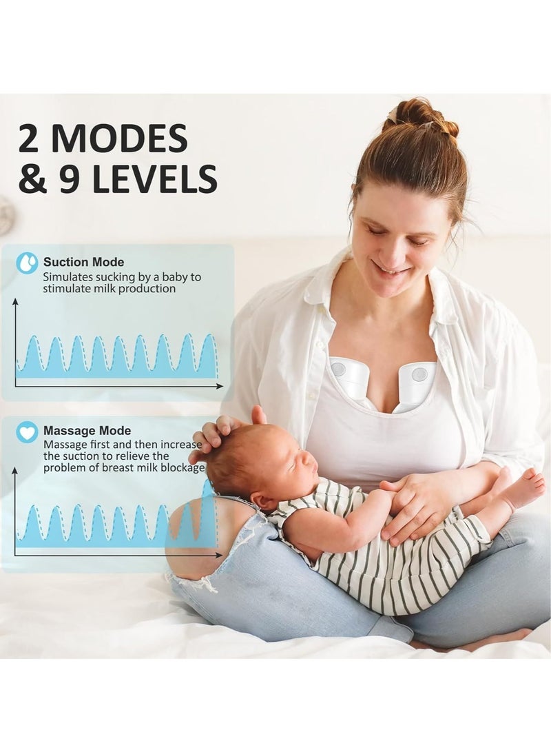 Breast Pump, Wearable Breast Pump, Hands Free Breast Pump, Electric Breast Pump 2 Mode & 9 Levels, 24mm , 2 Pack - Image 2