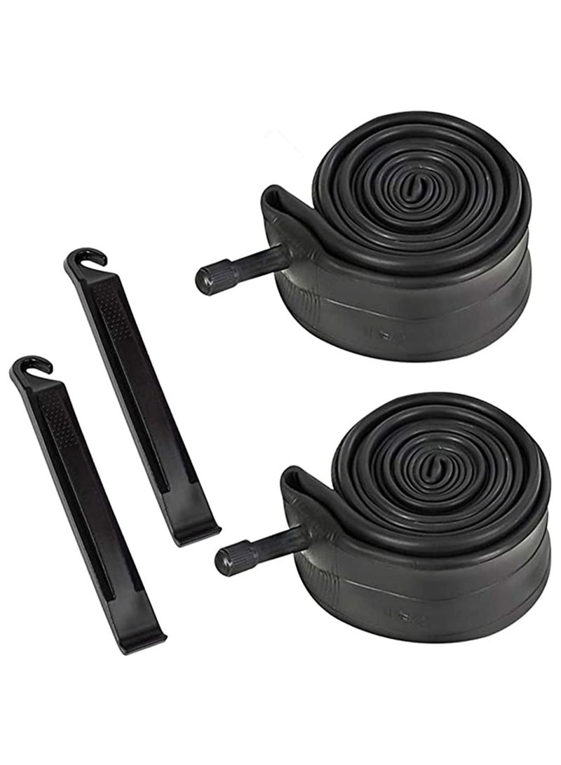 أنبوب داخلي للدراجات الهوائية 26 × 1.75/2.125 بوصة أنابيب داخلية للدراجات الهوائية مطاطية بديلة لصمامات الإطارات الداخلية للدراجة على الطريق MTB مع 2 رافعة للإطارات، 2 عبوة - Image 1