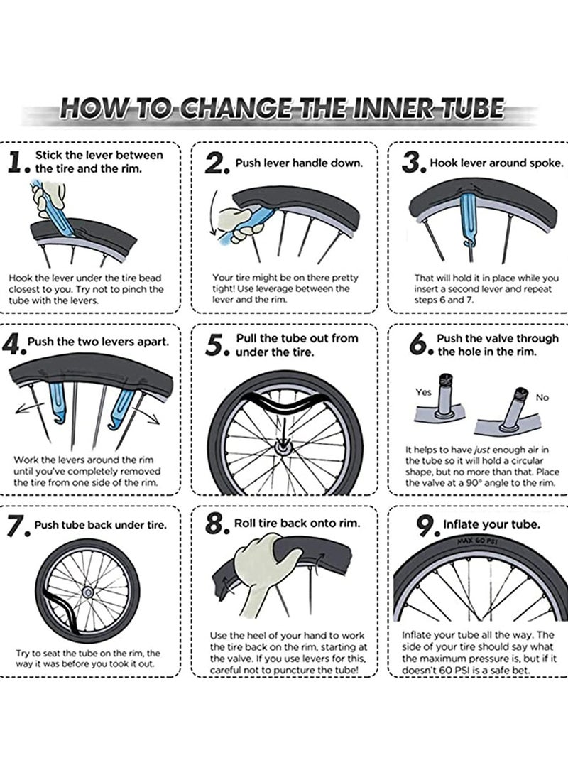 أنبوب داخلي للدراجات الهوائية 26 × 1.75/2.125 بوصة أنابيب داخلية للدراجات الهوائية مطاطية بديلة لصمامات الإطارات الداخلية للدراجة على الطريق MTB مع 2 رافعة للإطارات، 2 عبوة - Image 4