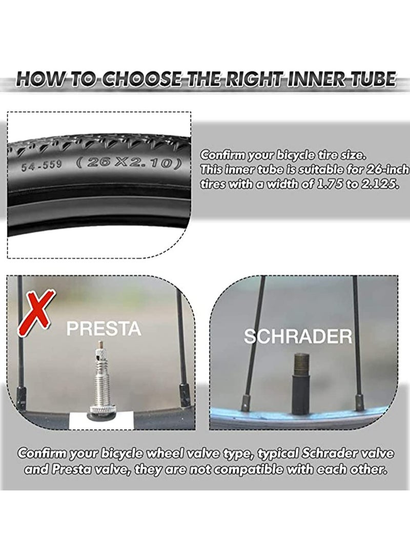 أنبوب داخلي للدراجات الهوائية 26 × 1.75/2.125 بوصة أنابيب داخلية للدراجات الهوائية مطاطية بديلة لصمامات الإطارات الداخلية للدراجة على الطريق MTB مع 2 رافعة للإطارات، 2 عبوة - Image 5