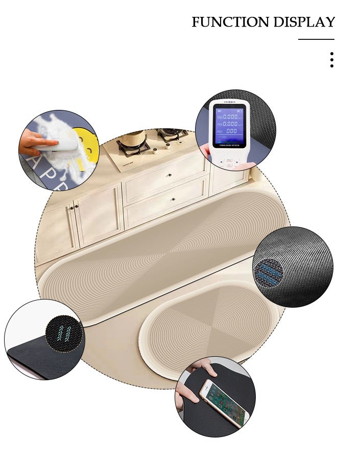 DUNISO Diatom Mud Bath Mat Set Bathroom Kitchen Rug Mat Extra Soft and Absorbent Bath Rugs Non-Slip Quick Drying Floor Bath Tub Mat for Bathroom Floor Tub and Shower 40*60cm/40*120cm - Image 4