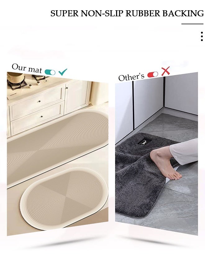 DUNISO Diatom Mud Bath Mat Set Bathroom Kitchen Rug Mat Extra Soft and Absorbent Bath Rugs Non-Slip Quick Drying Floor Bath Tub Mat for Bathroom Floor Tub and Shower 40*60cm/40*120cm - Image 5