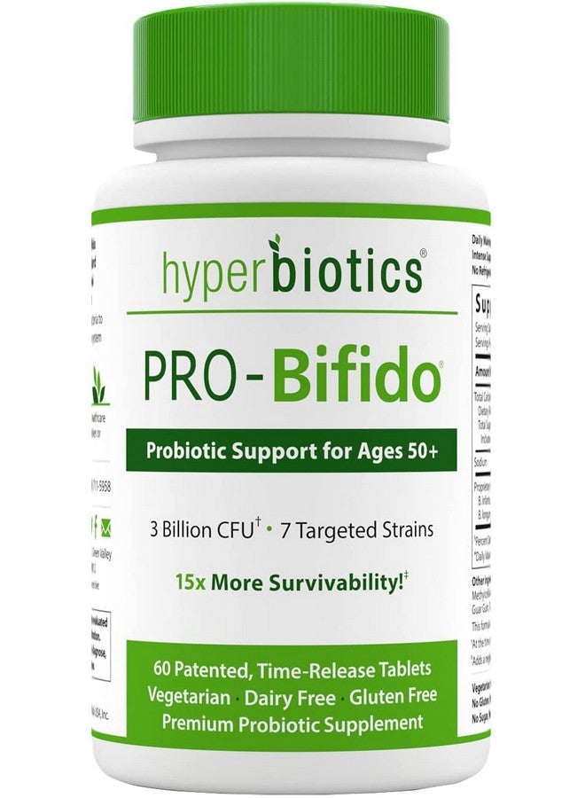 Hyperbiotics Vegan Pro Bifido Tablets  Probiotics For Women  Men Adults Over 50  Digestive Health Immune Support  Nutritional Supplement Time Released  60 Count - Image 1