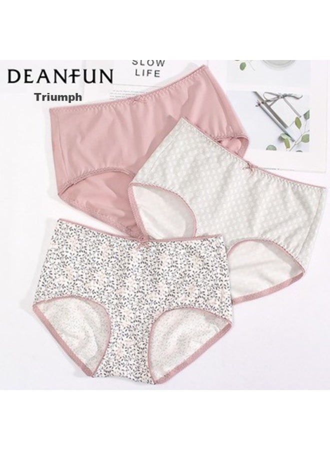 Deanfun Cotton Women's Underwear, Floral Print, Mid-rise, Ladies' Panties, 3-pack Gift Box, Size L - Image 2