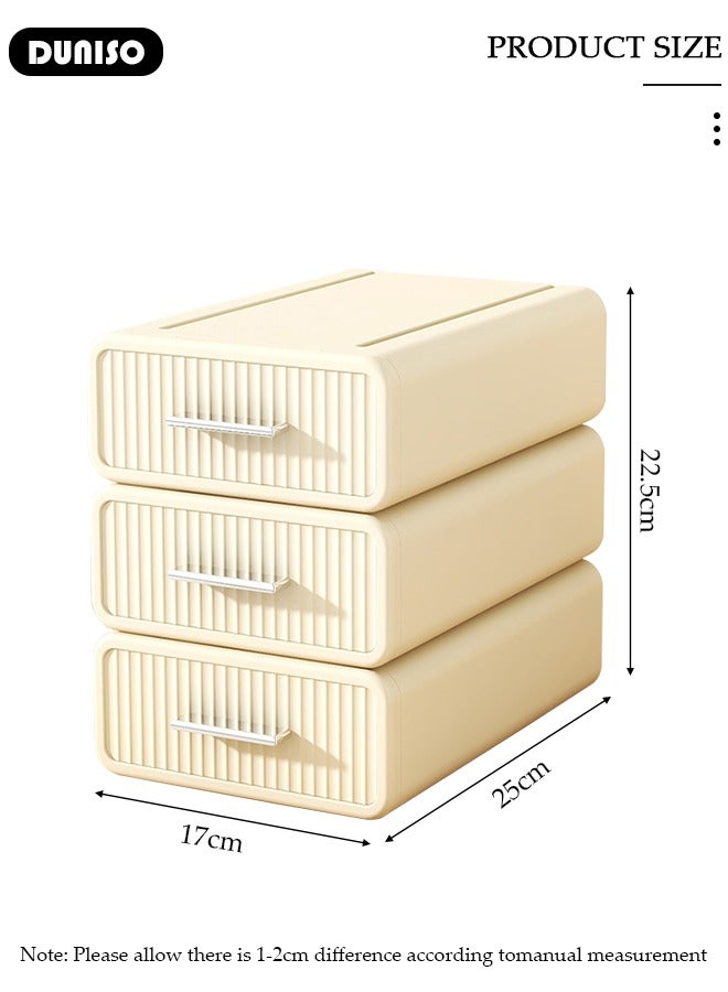 DUNISO Stackable Desk Storage Box, Desktop Organizer with Drawers, Stackable Storage Drawers , Plastic Desk Storage Organizer for Home, Office, School, Makeup, Crafts, Bathroom  - Image 2
