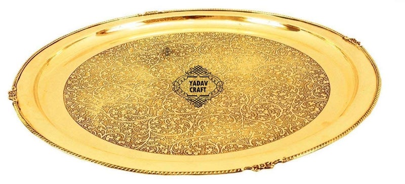 Yadav craft Brass Thali Set | Dinner Set of Seven, Thali Set for Gifting Diwali Spacial, 7 Pieces- 1 thali, 4 Bowl,1 Glass, 1 Spoon - Image 5