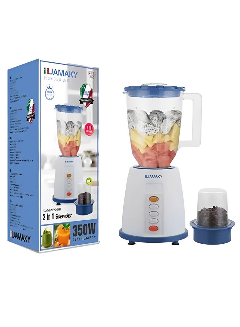 Jamaky Italy خلاط 2 في 1 متعدد الوظائف بتكنولوجيا إيطالية - 350 وات JMK4008 - أزرق - Image 1