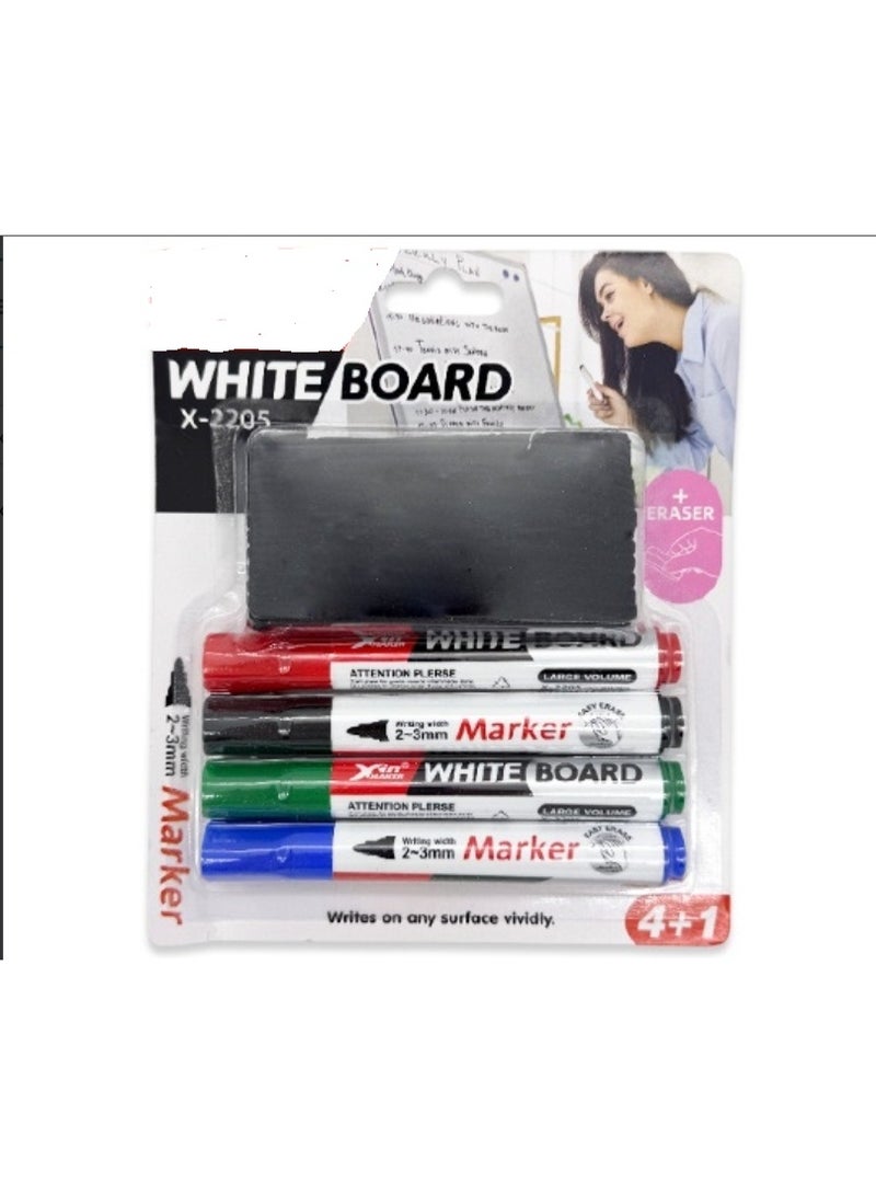 SET OF MARKERS FOR WHITE BOARD 4 COLORS WITH SPONGE DJ