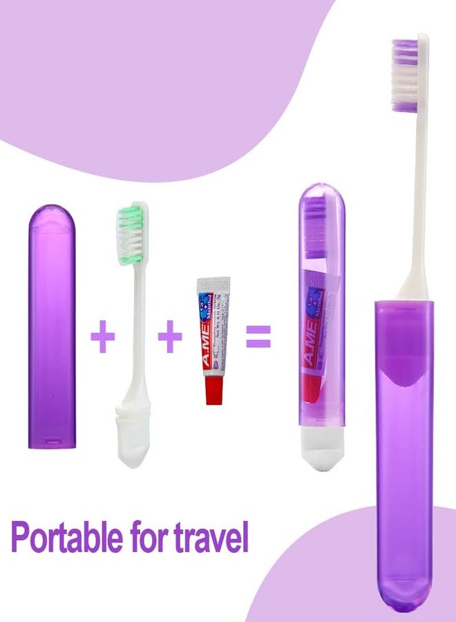 KUGUAN Travel Toothbrush Set Portable Foldable Toothbrush with Mini Toothpaste Soft Toothbrush for Travel Business Trip Camping Outdoor Activities Individually Packaged with Storage Box(5PCS - Image 3