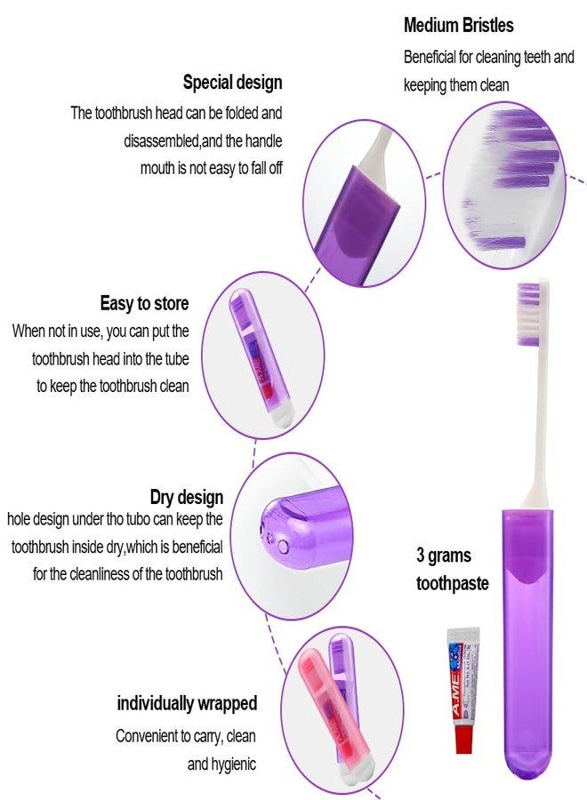 KUGUAN Travel Toothbrush Set Portable Foldable Toothbrush with Mini Toothpaste Soft Toothbrush for Travel Business Trip Camping Outdoor Activities Individually Packaged with Storage Box(5PCS - Image 2