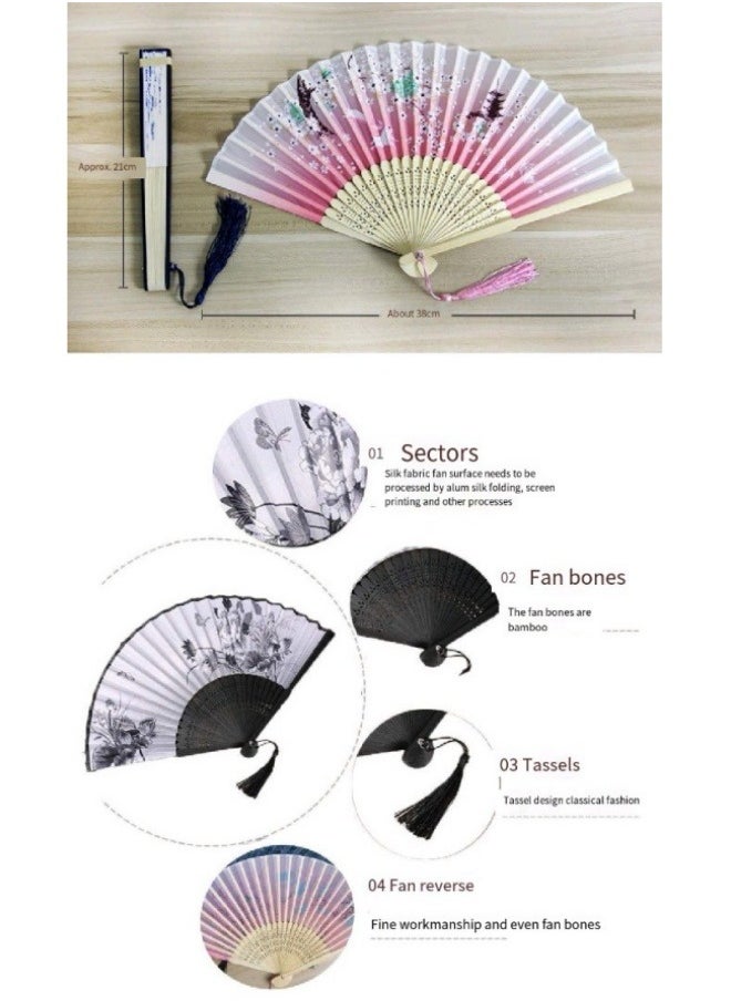Generic Bamboo Fan Handheld Portable Fan Women's Hollow Bamboo Handheld Fan Wall Decoration Wedding Party Girl Gift Pink  - Image 2
