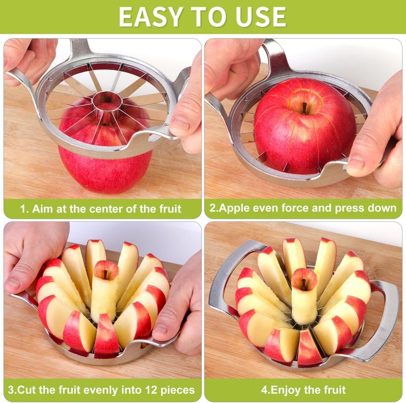LIIGEMI Apple Cutter Slicer,12-Blade Large Apple Corer，Heavy Duty Stainless Steel Apple Cutter and Divider， Easy to Use - Image 2