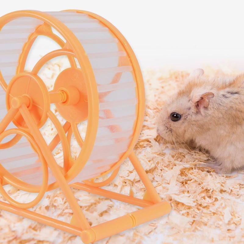 2pcs Silent Hamster Running Wheels for Small Animals, Sturdy Plastic Exercise for Gerbils, Chinchillas, Mice and Hedgehogs, Yellow Color, Pet Supply for Cage Activity - Image 2