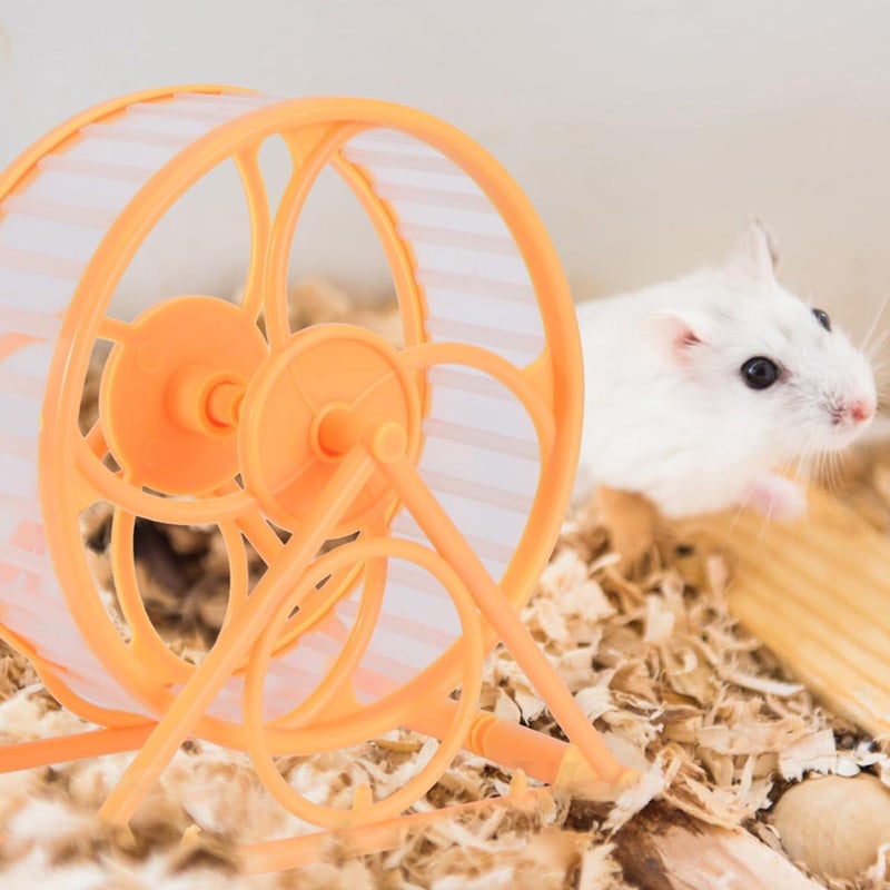 2pcs Silent Hamster Running Wheels for Small Animals, Sturdy Plastic Exercise for Gerbils, Chinchillas, Mice and Hedgehogs, Yellow Color, Pet Supply for Cage Activity - Image 5
