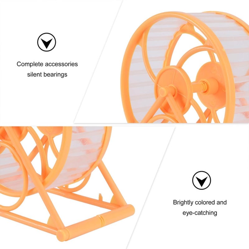 2pcs Silent Hamster Running Wheels for Small Animals, Sturdy Plastic Exercise for Gerbils, Chinchillas, Mice and Hedgehogs, Yellow Color, Pet Supply for Cage Activity - Image 3