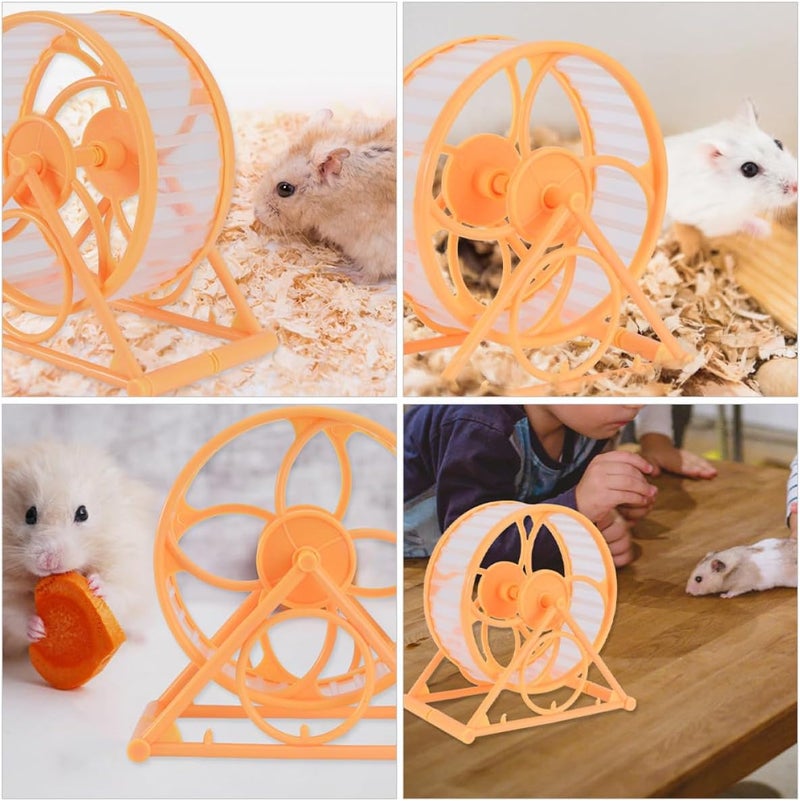 2pcs Silent Hamster Running Wheels for Small Animals, Sturdy Plastic Exercise for Gerbils, Chinchillas, Mice and Hedgehogs, Yellow Color, Pet Supply for Cage Activity - Image 4
