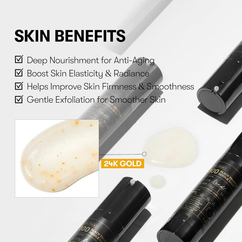 VT COSMETICS Black Truffle Reedle Shot 100, Premium Spicule Microneedling Serum with 24K Gold for Skin Elasticity, Deep Nourishment, Exfoliation & Smooth Glass Skin, Korean Skincare, 1.69 fl oz - Image 5