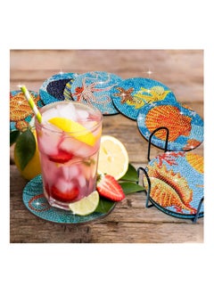 KASTWAVE Diamond Painting Coasters Kit, 8Pcs 5D Ocean Diamond Art Kits Adults Kids, Sea Diamond Painting Coasters, Holder for Beach House Decor  - Image 3
