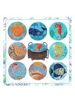 KASTWAVE Diamond Painting Coasters Kit, 8Pcs 5D Ocean Diamond Art Kits Adults Kids, Sea Diamond Painting Coasters, Holder for Beach House Decor  - Image 2