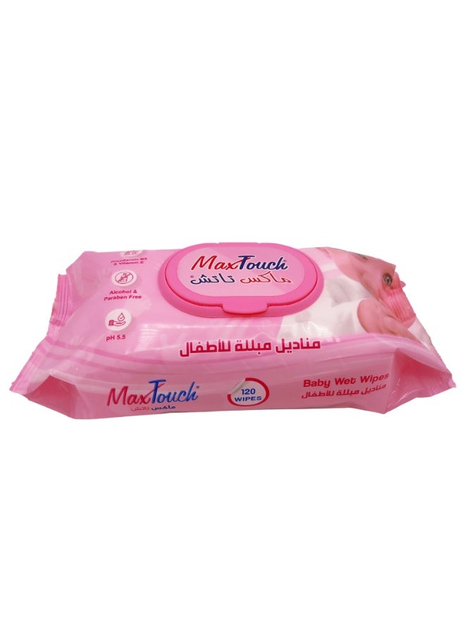 Max Touch Baby Wet Wipes - 120Pcs - Image 1