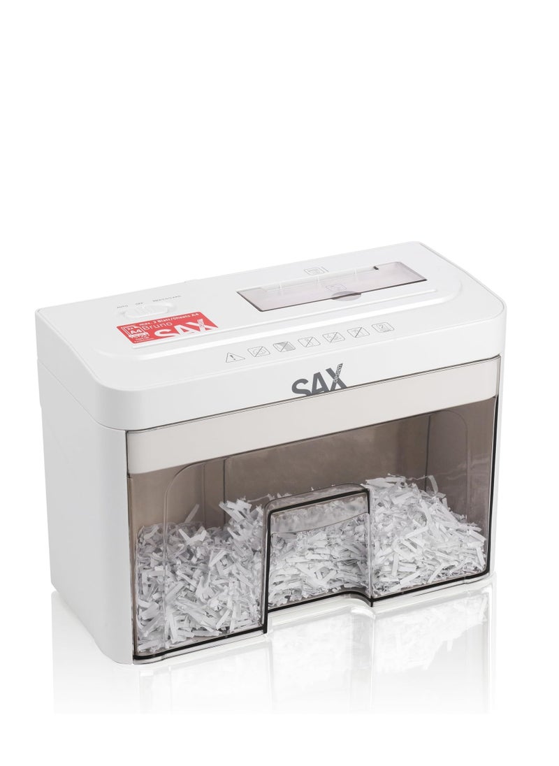 Sax - Sax Bruno Paper Shredder - Particle Cut 3 x 18 mm, Shreds Paper, CDs & Cards, 220 mm Input Opening, 2 Sheets A4 Capacity, 3.5 L Container, Quiet up to 70 dB, Ideal for Office & Home Office - Image 1