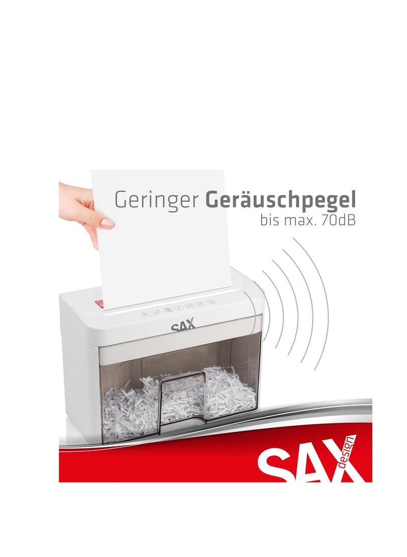 Sax - Sax Bruno Paper Shredder - Particle Cut 3 x 18 mm, Shreds Paper, CDs & Cards, 220 mm Input Opening, 2 Sheets A4 Capacity, 3.5 L Container, Quiet up to 70 dB, Ideal for Office & Home Office - Image 1