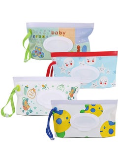 MIXDE 4 Pack Baby Wipes Container Reusable Portable Wet Wipe PouchWipe Dispenser Container Baby Travel Wet Wipe Holder  - Image 1